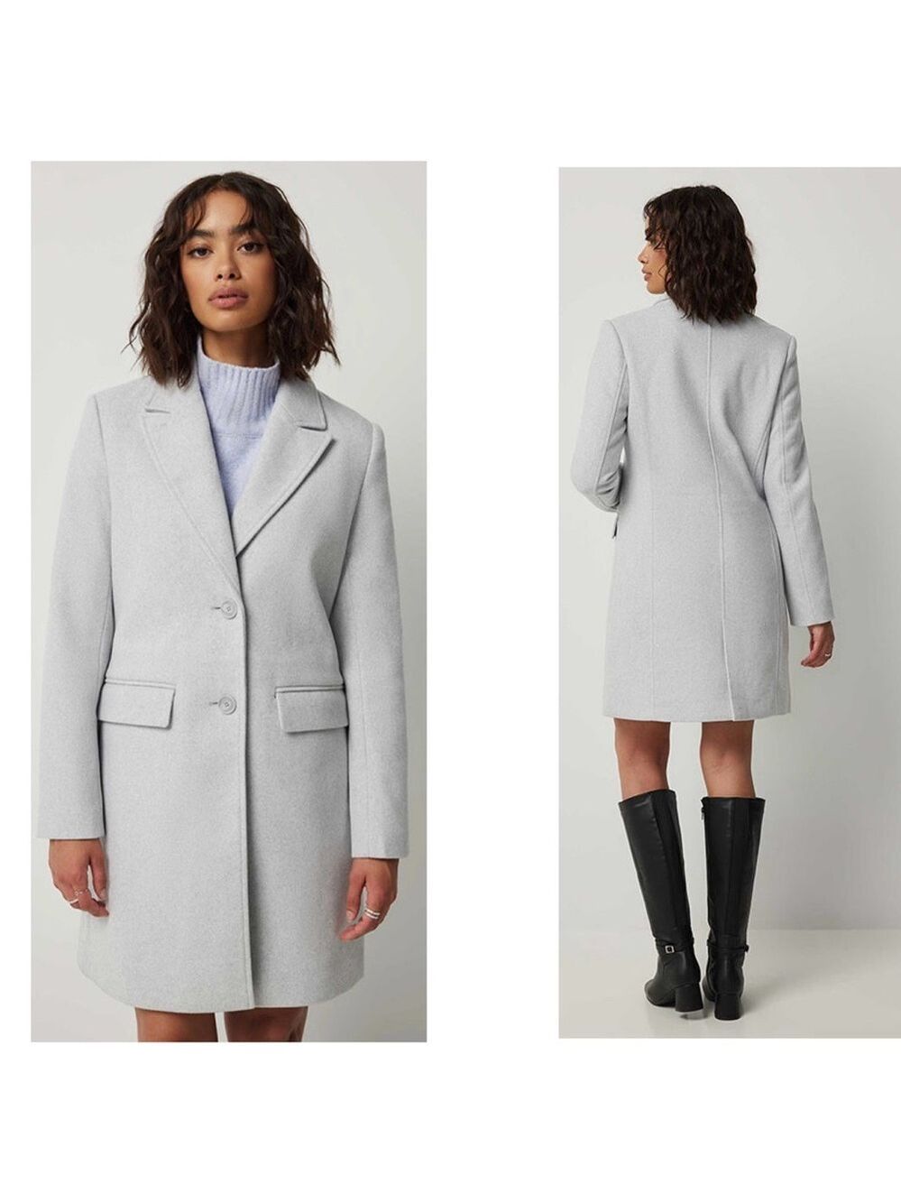 Ardene gray Buttoned Lapel Collar Brushed Midi Coat Sz M NWOT